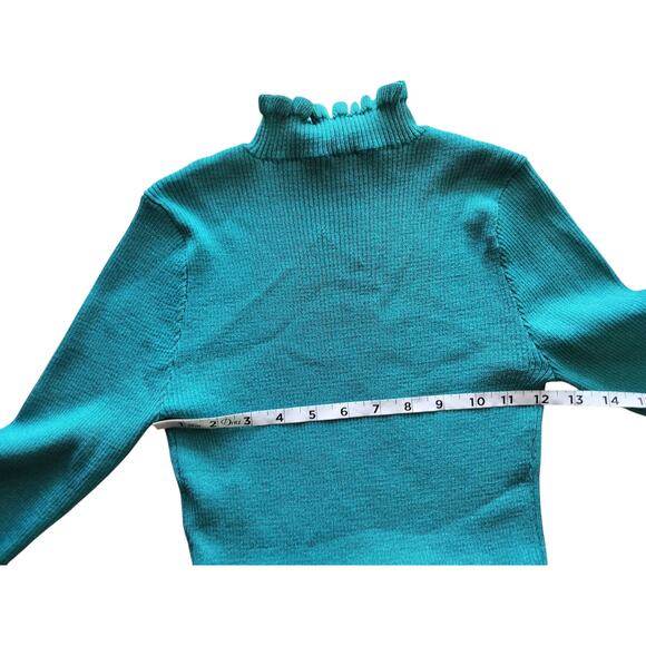 For Love & Lemons Women's Blue Teal Lorelei Cropped Sweater Top Size S - Picture 10 of 12